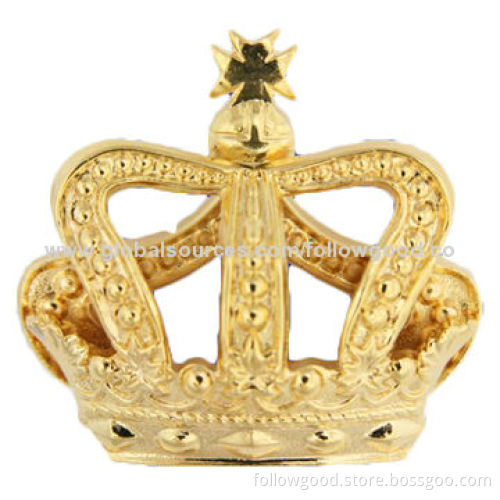 Customized Gold Plating Metal Badge, Crown ShapedNew